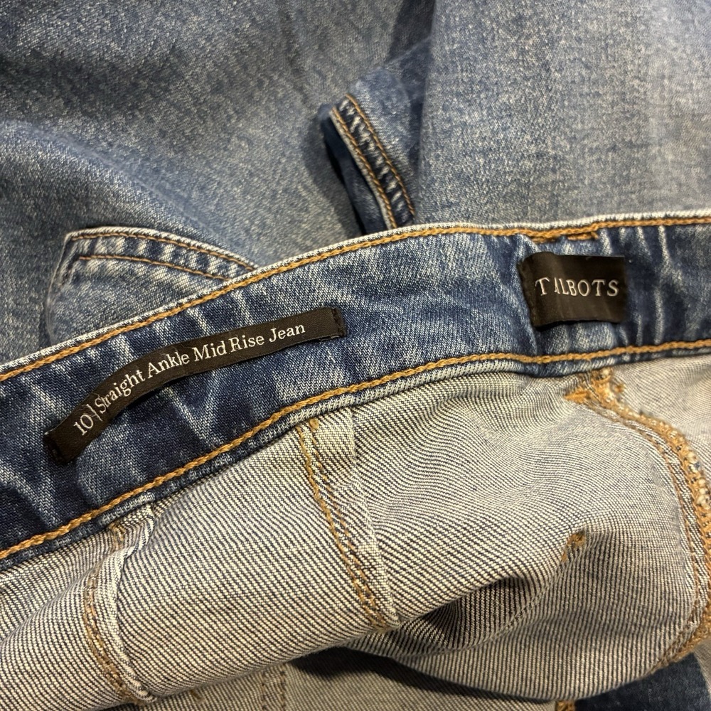 Talbots Jeans Blue Straight Ankle Mid Rise Medium Wash Denim Women's Size 10 NWT - Picture 5 of 7
